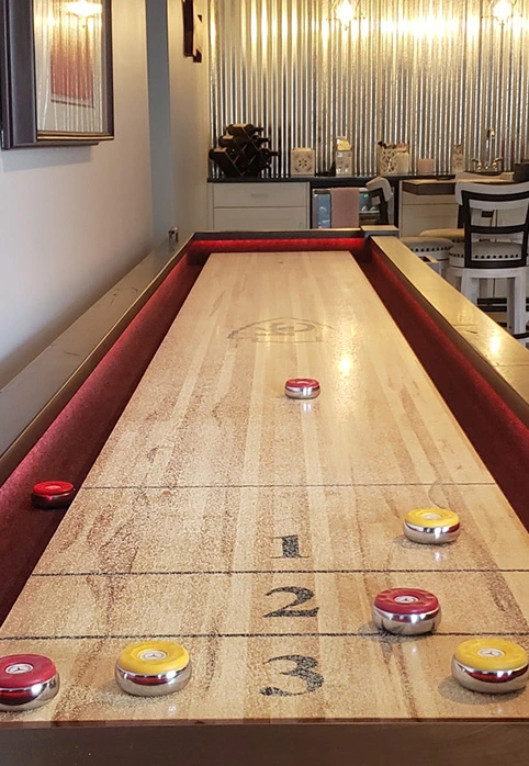 Shuffleboard table with side lights